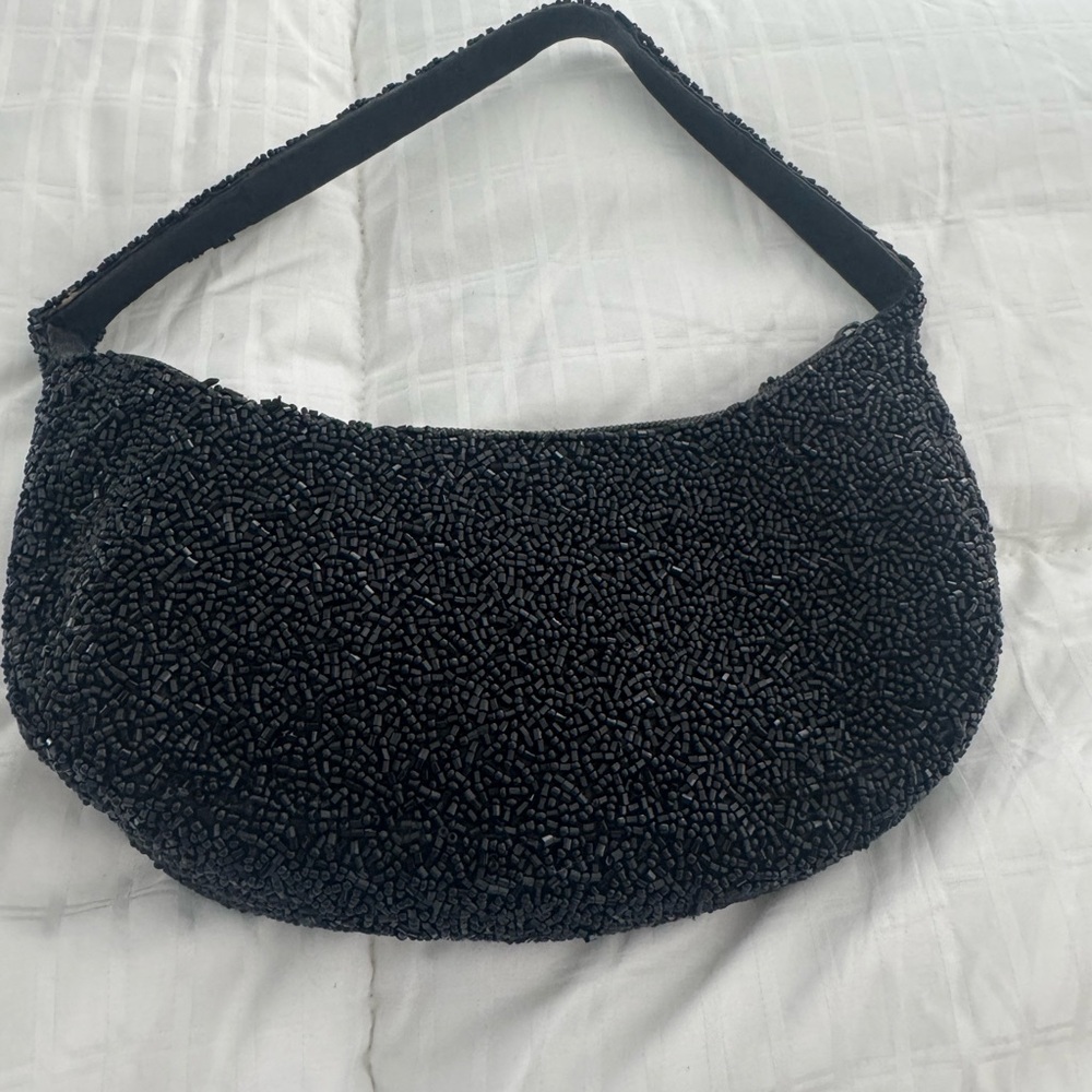 Elegant Formal Black Beaded Women's Bag in excellent condition